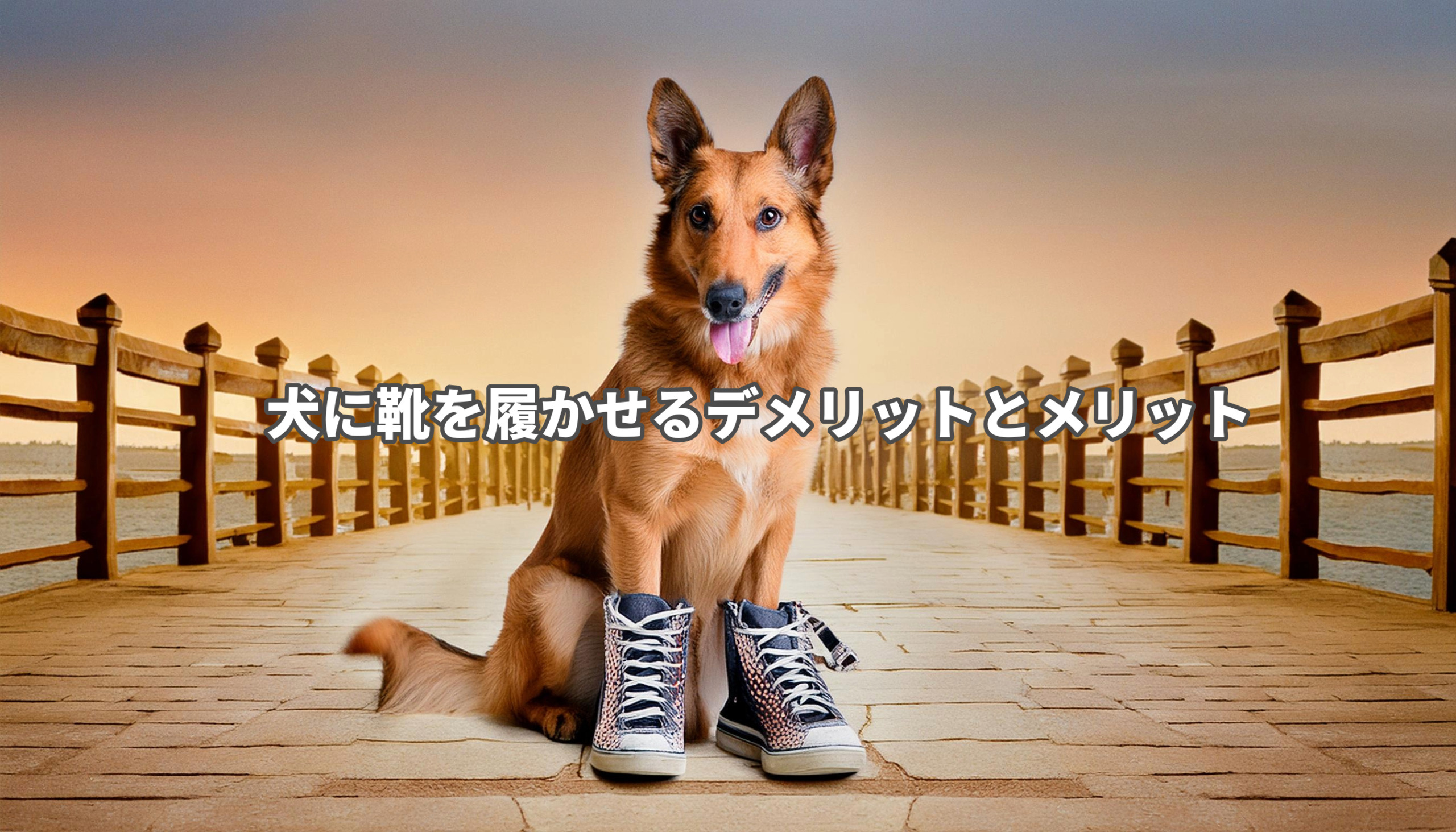 犬が靴を履いている画像